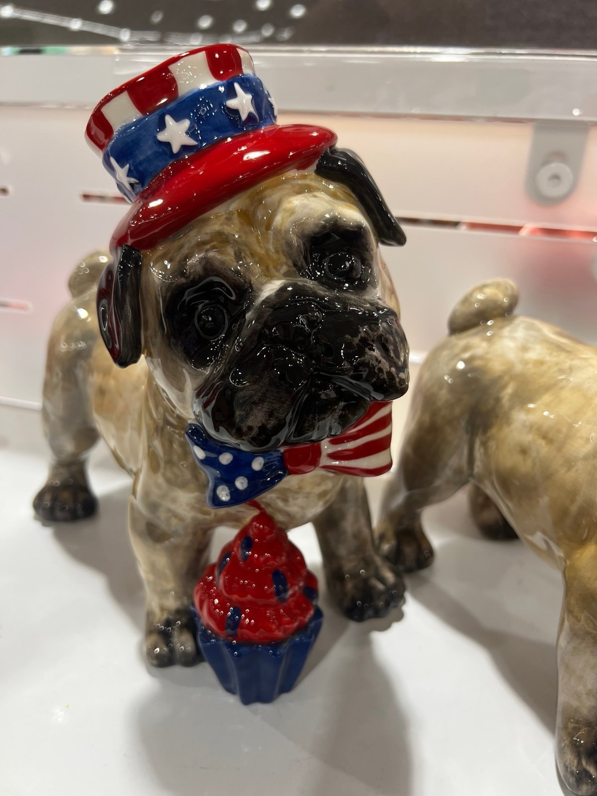 Blue Sky Clayworks Patriotic PUG Large ceramic statue