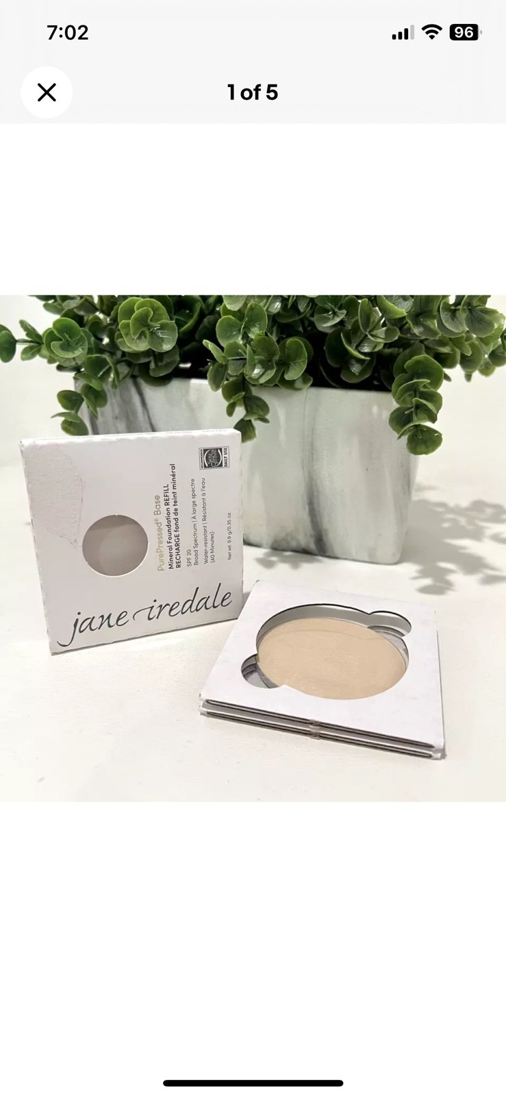 NEW Jane Iredale PurePressed Base Mineral Foundation Refill SPF 20 in BISQUE 0.3