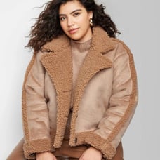 Wild Fable Women's Button Up Winter Faux Shearling Jacket