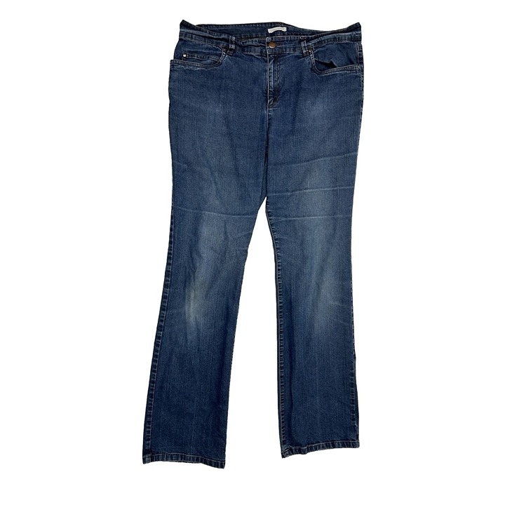 Eileen Fisher Womens 14 High Rise Straight Stretchy Faded Denim Blue Jeans