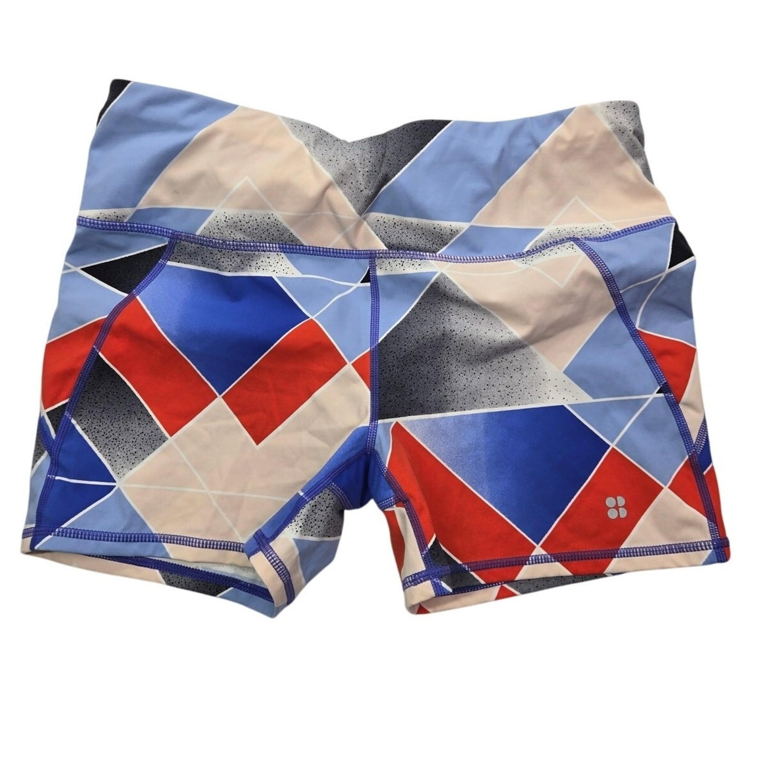 SWEATY BETTY M (26x3.5) Blue Activewear Short Women Stretch Print Gymwear