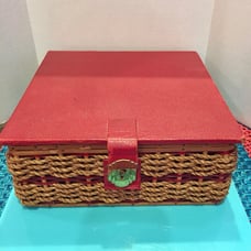 Vtg Woven Sewing Basket