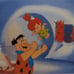 THE FLINTSTONES Fred Tossing Pebbles Hanna Barbera Animation Art Sericel Cel LOA