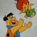 THE FLINTSTONES Fred Tossing Pebbles Hanna Barbera Animation Art Sericel Cel LOA