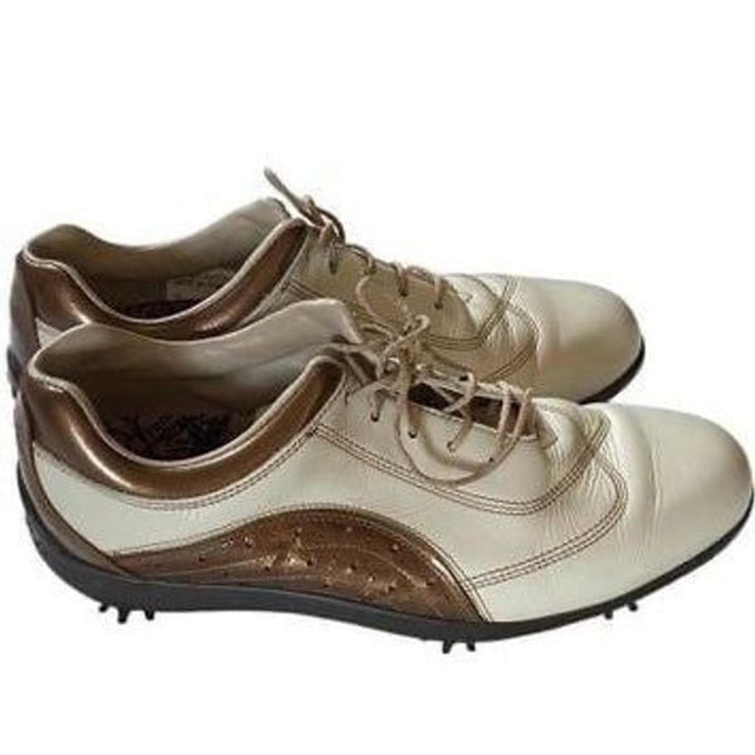 Foot joy women’s low pro collection, 10/bronze soft spike golf shoes, size 9