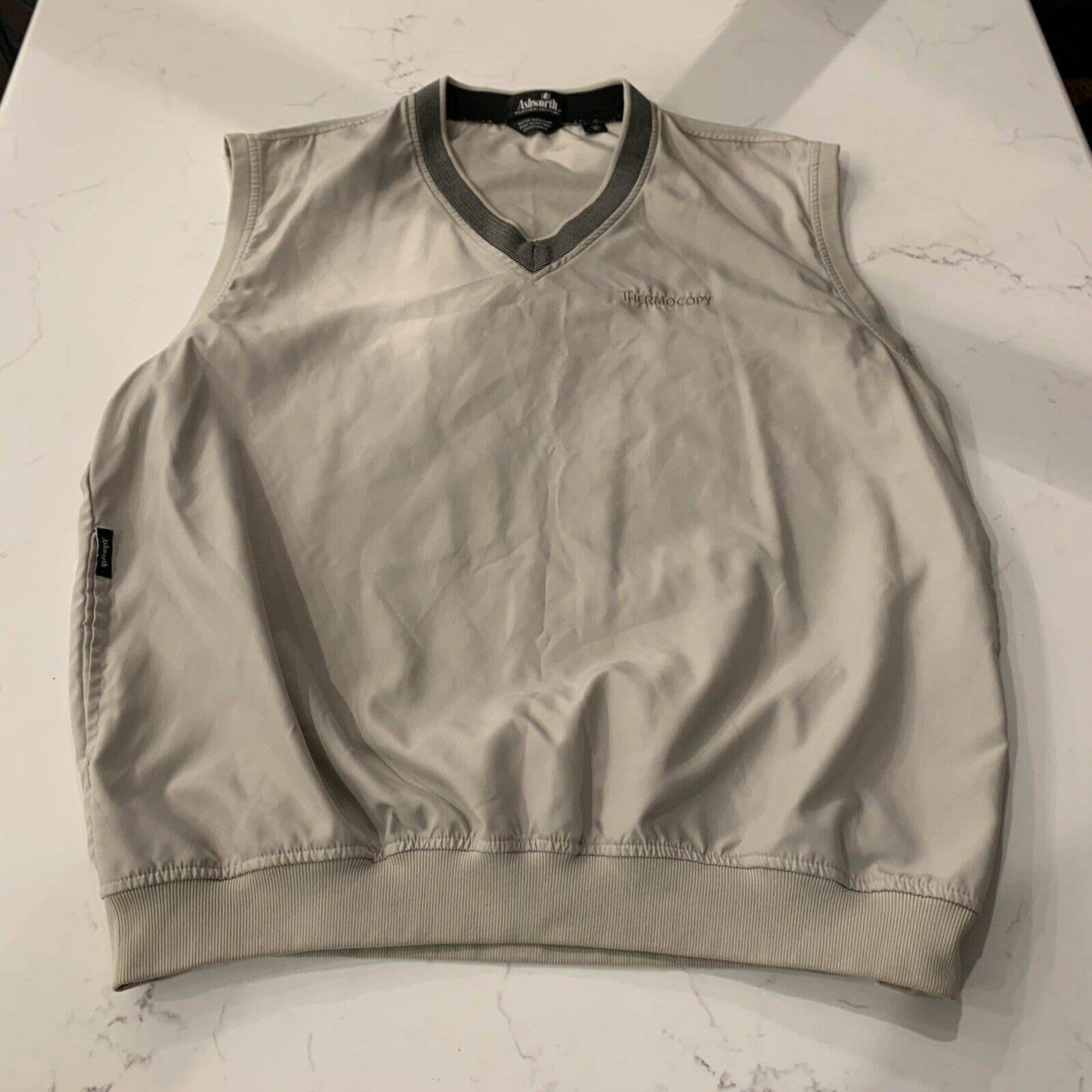 Ashworth Weather Systems Golf Vest Sz XL Gray Nylon V Neck