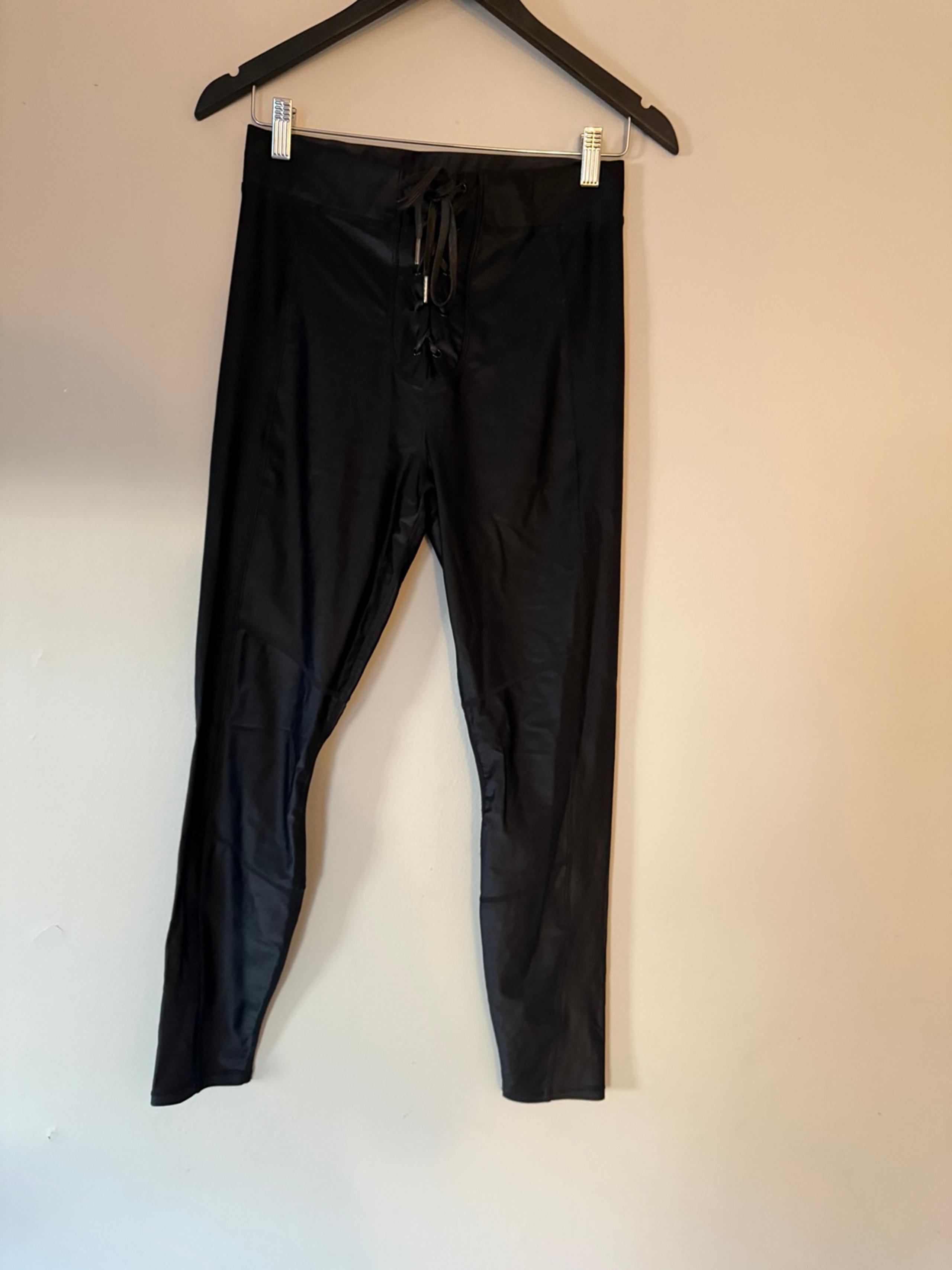 Women’s Black Good American Lace-up Leggings Size 3