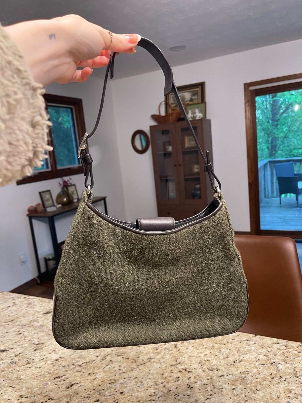 Green vintage Coach - wool & leather