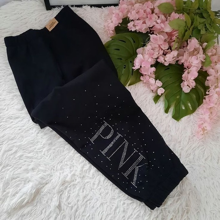 NEW (L) VS PINK Fleece Shine Classic Sweatpants