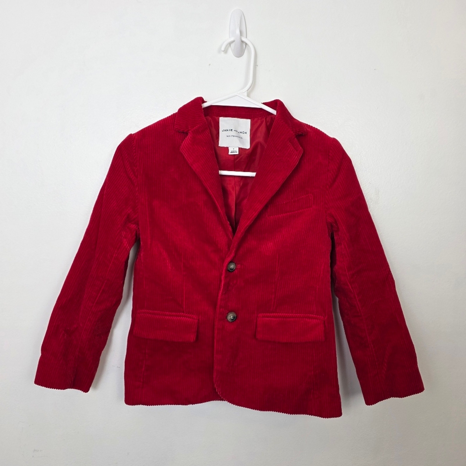 Janie & Jack Boys Red Corduroy Holiday Dressy Going Out Blazer Suit Jacket Sz 8