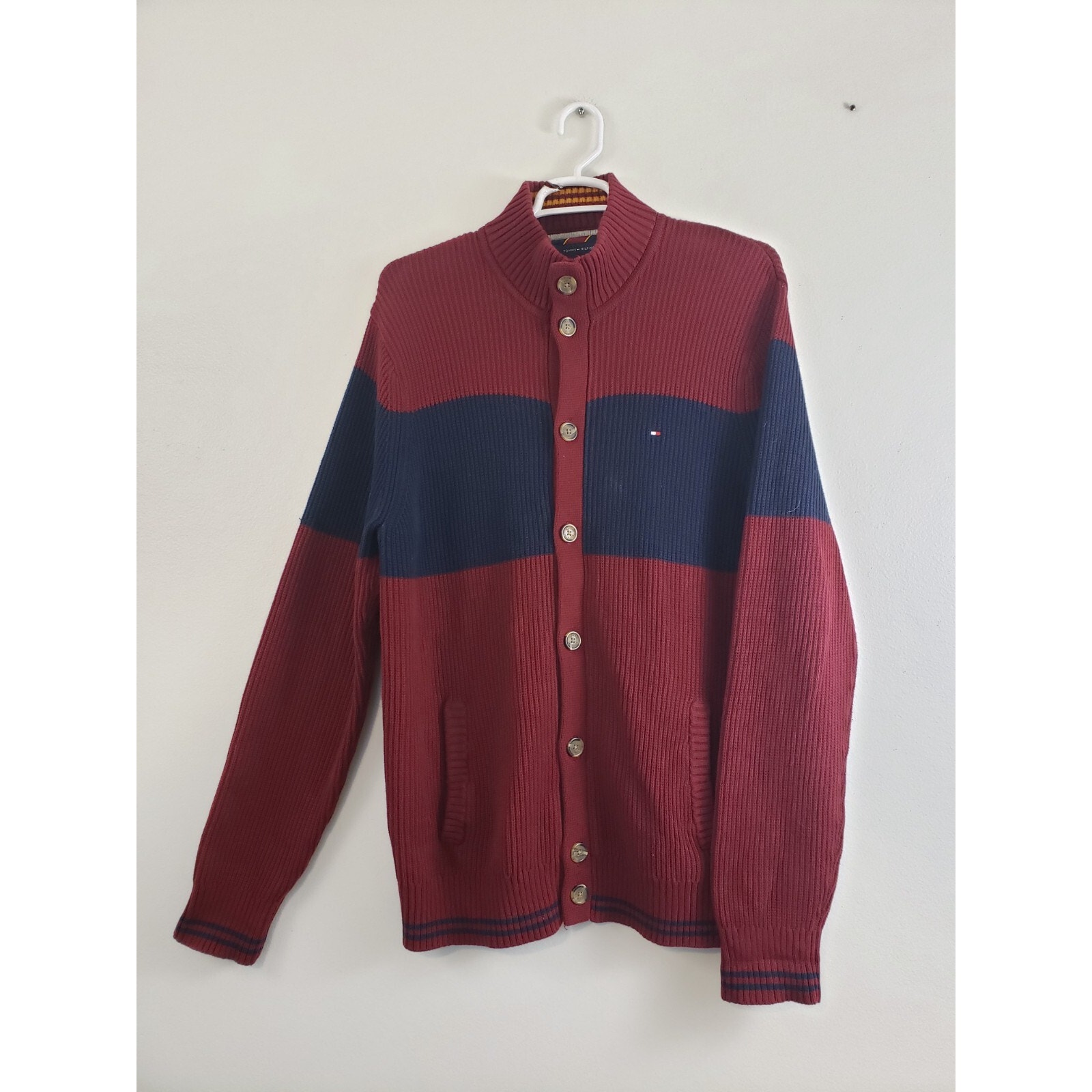 (A5) Y2K Tommy Hilfiger Men’s Sweater Size XXL Cable Knit Cardigan Button Down