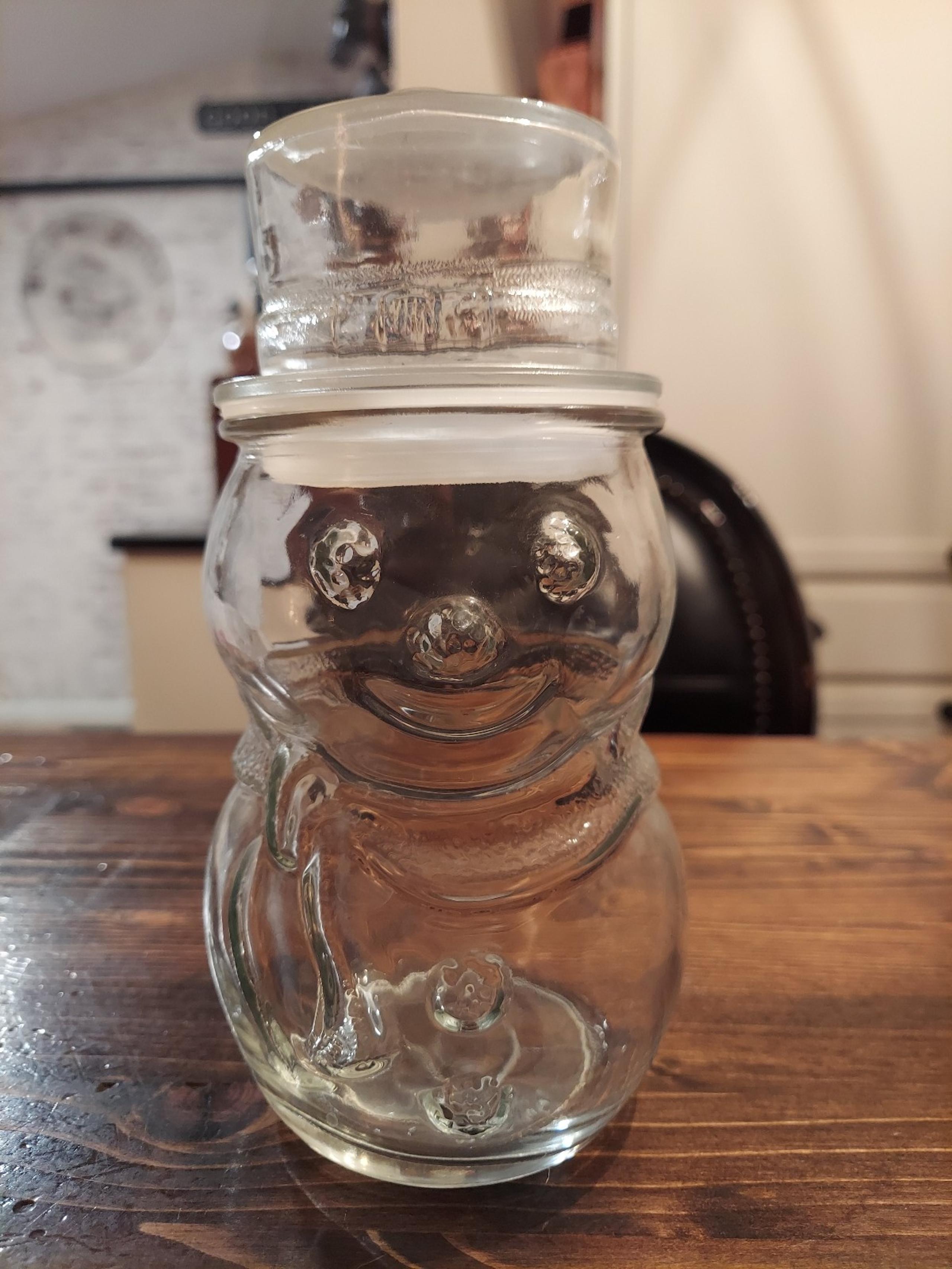 Vintage Libbey Clear Glass Snowman Jar