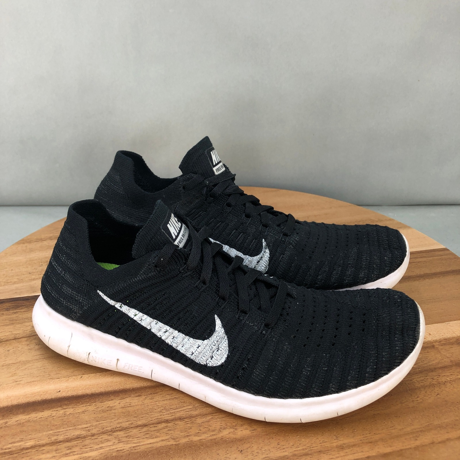 Nike Free RN Flyknit Running Shoes Lightweight Minimalist Black Womens Size 8.5