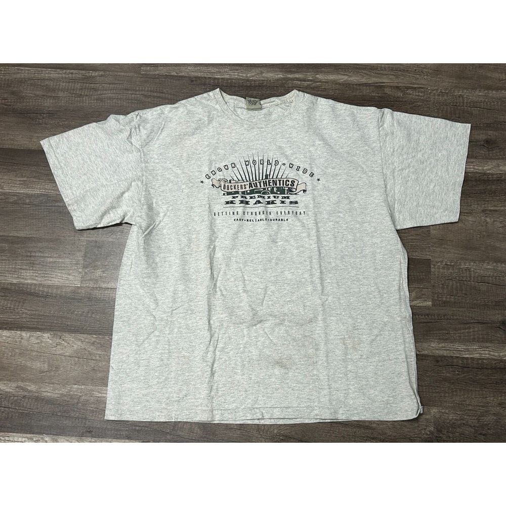VINTAGE Dockers Authentics T-shirt XL grahpic100% Cotton USA made 90's