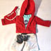 American Girl Doll Swim Team Outfit W/ Red Hoodie Blue Tank Top Gray Shorts & Sa