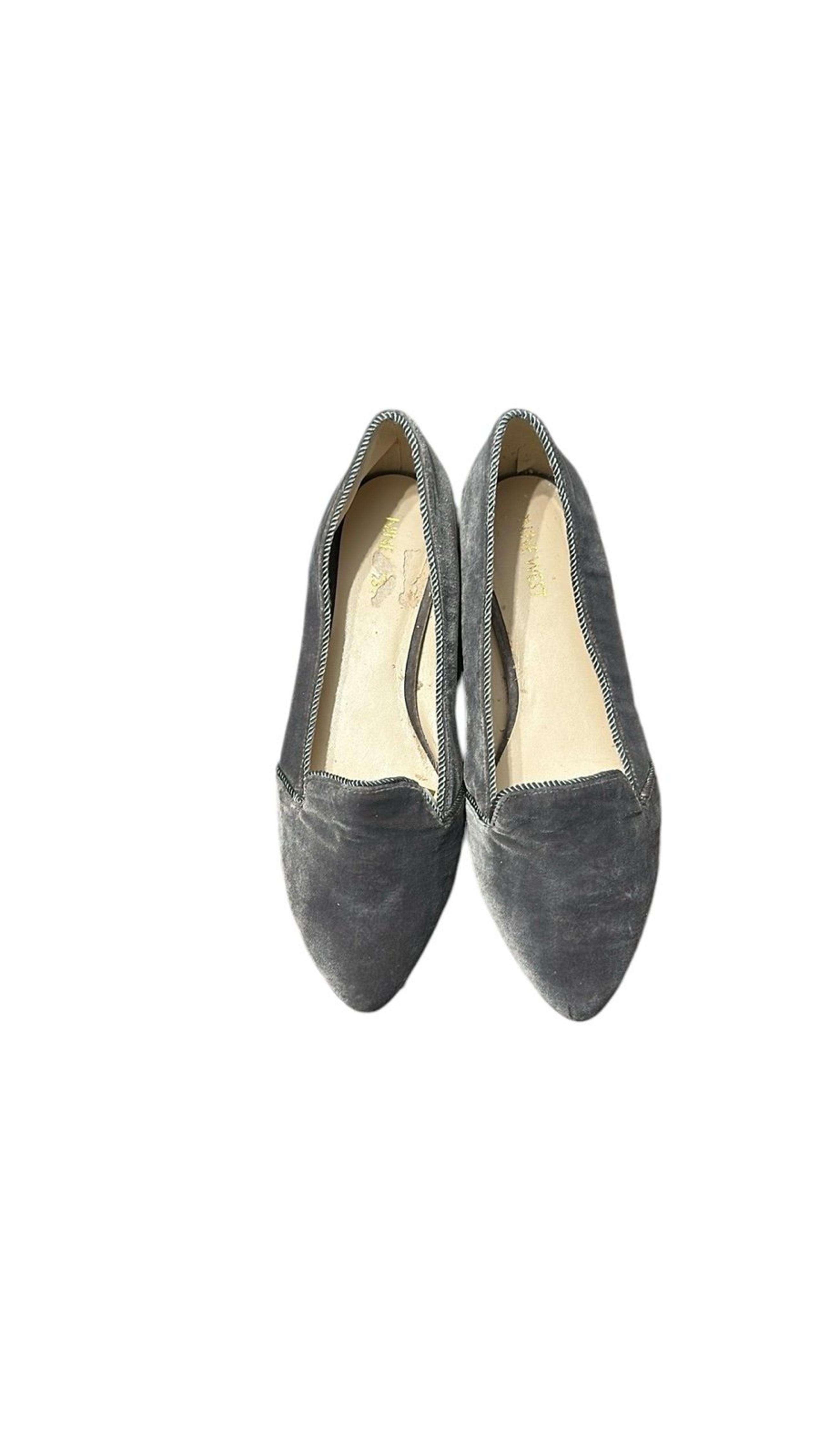 Nine West Gray Velvet Flats Party Christmas Holiday