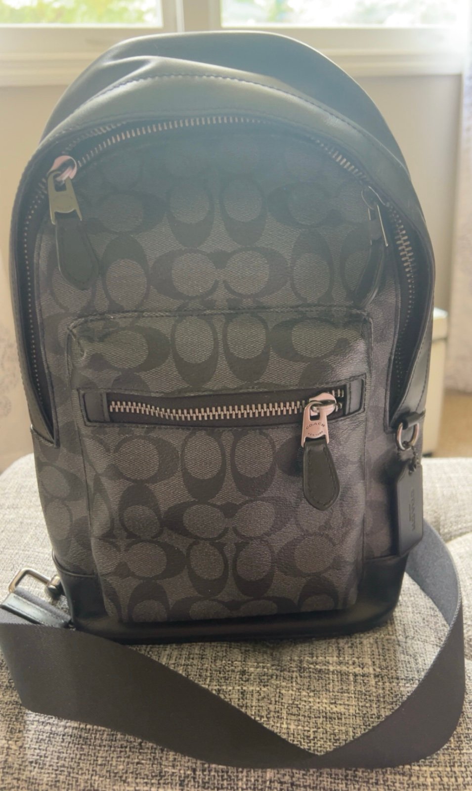 Coach Black Unisex Monogram Sling Bag
