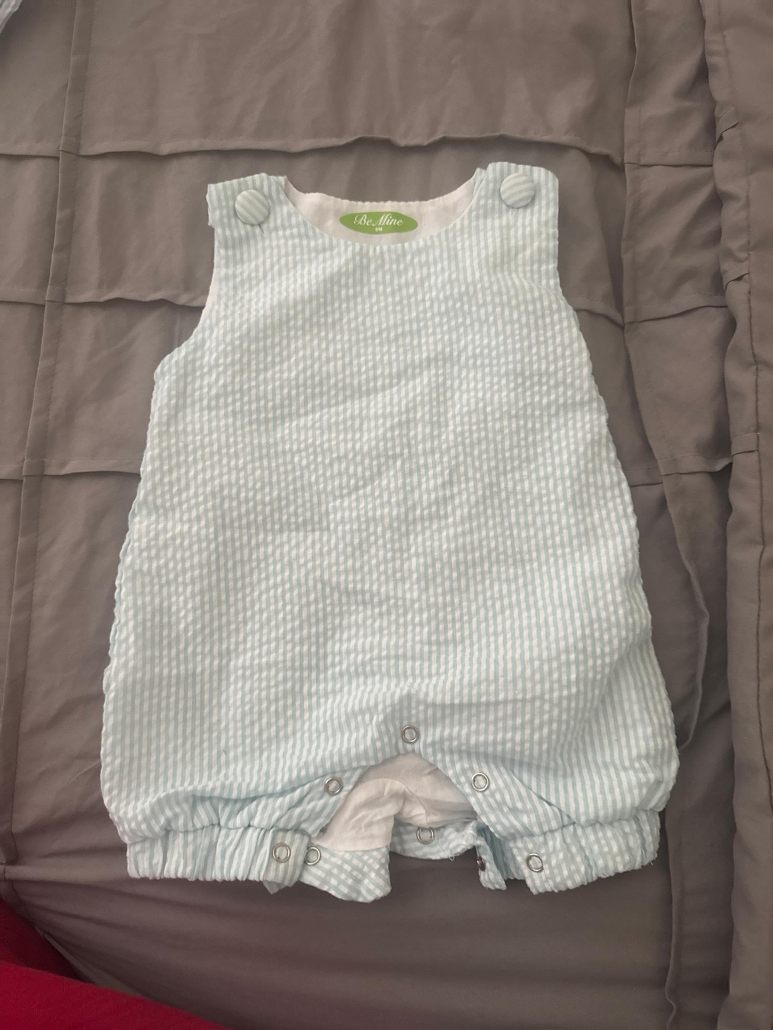 Be Mine Bubble Outfit - Blue/white stripe