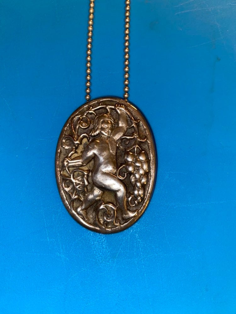 Handmade Medalion Brooch Necklace