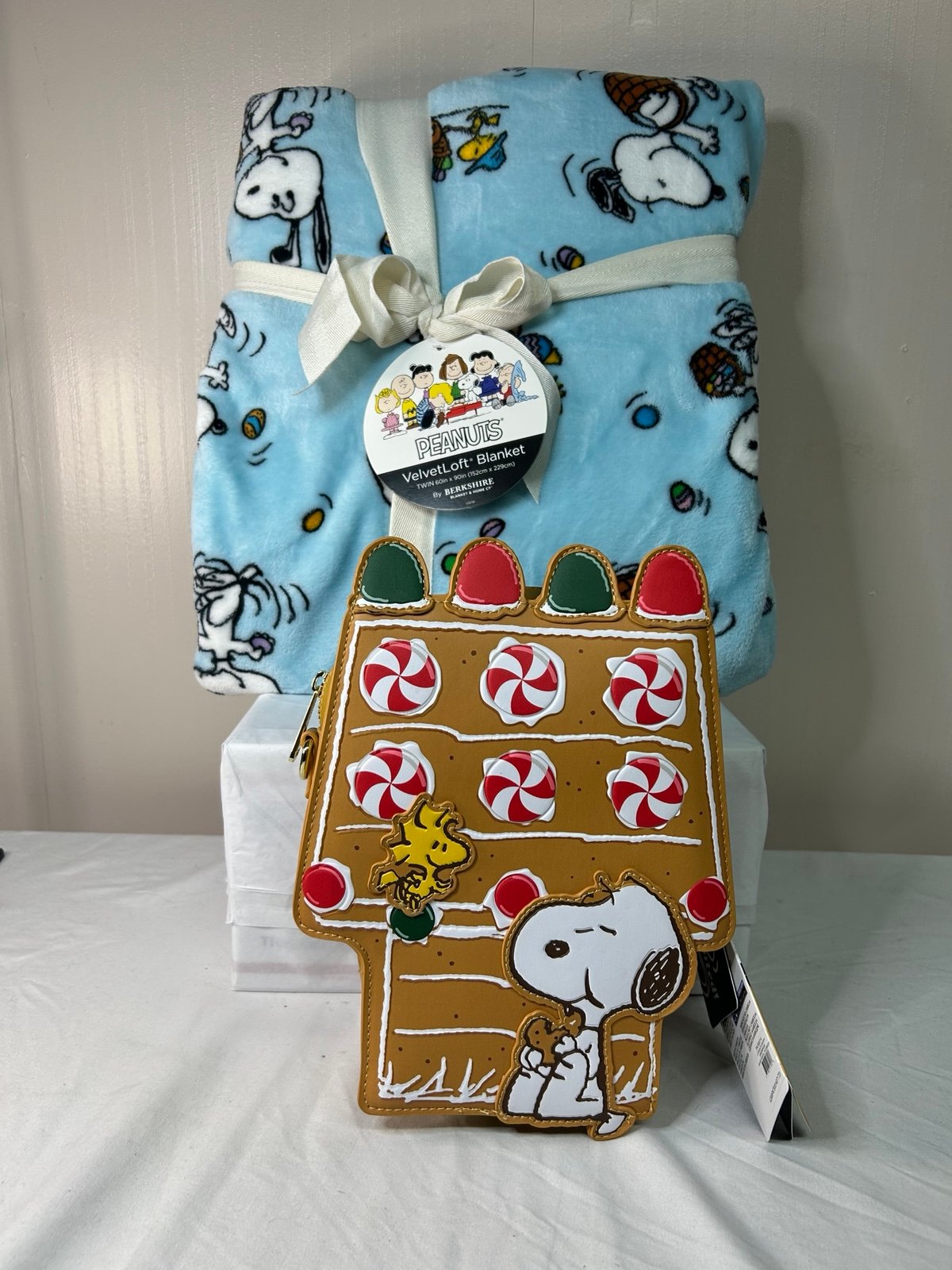 Peanuts Snoopy blanket and lounge fly Crossbody bag bundle!