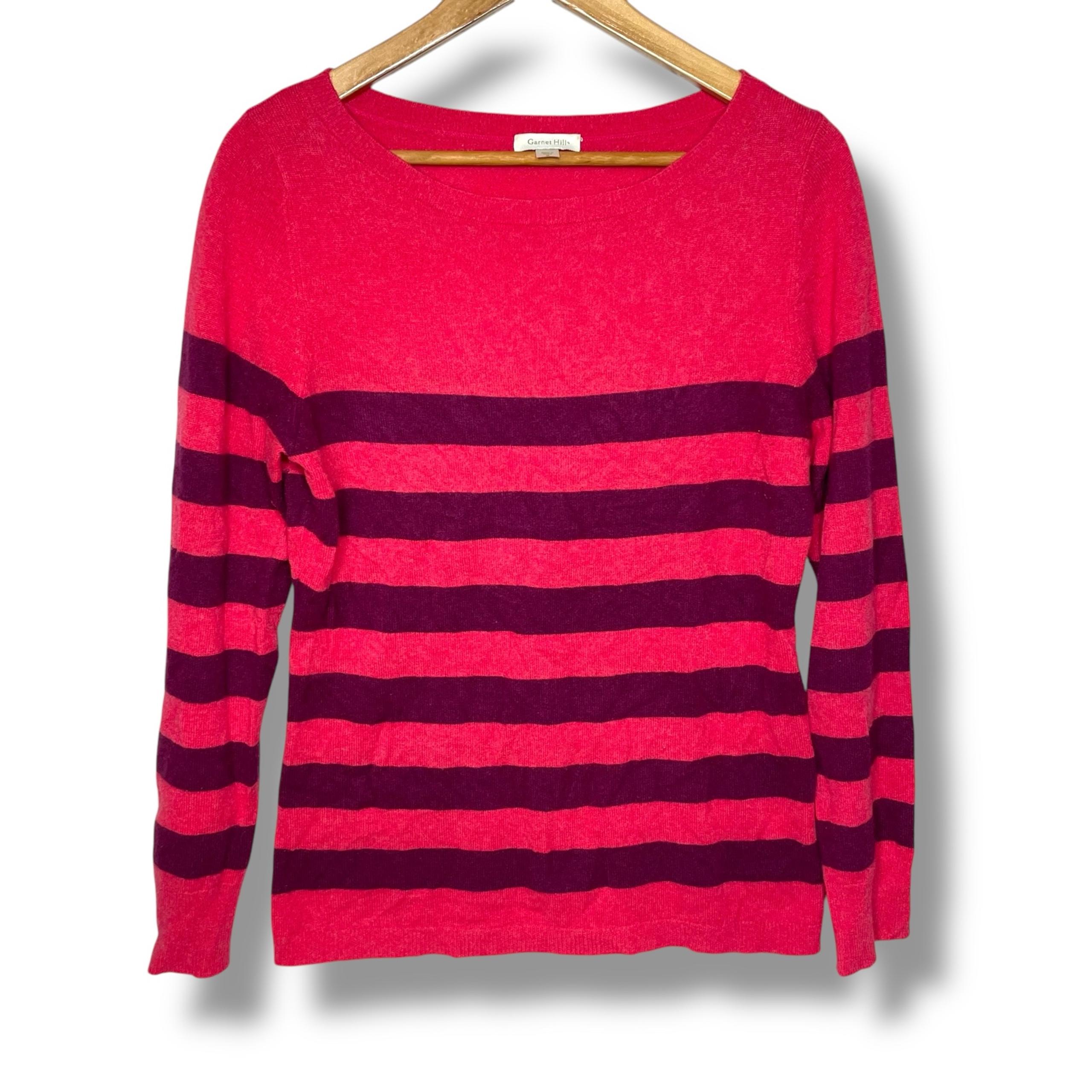Garnet Hill 100% Cashmere Striped Sweater Medium