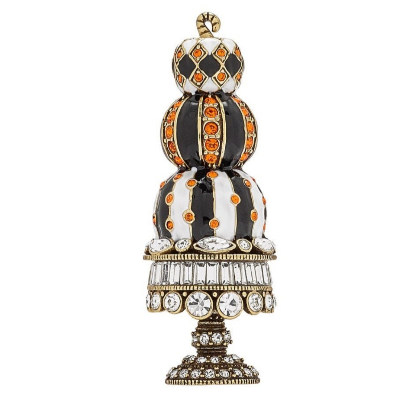 Heidi Daus Pumpkin Topiary Tower Brooch Rhinestone Halloween Fall Autumn