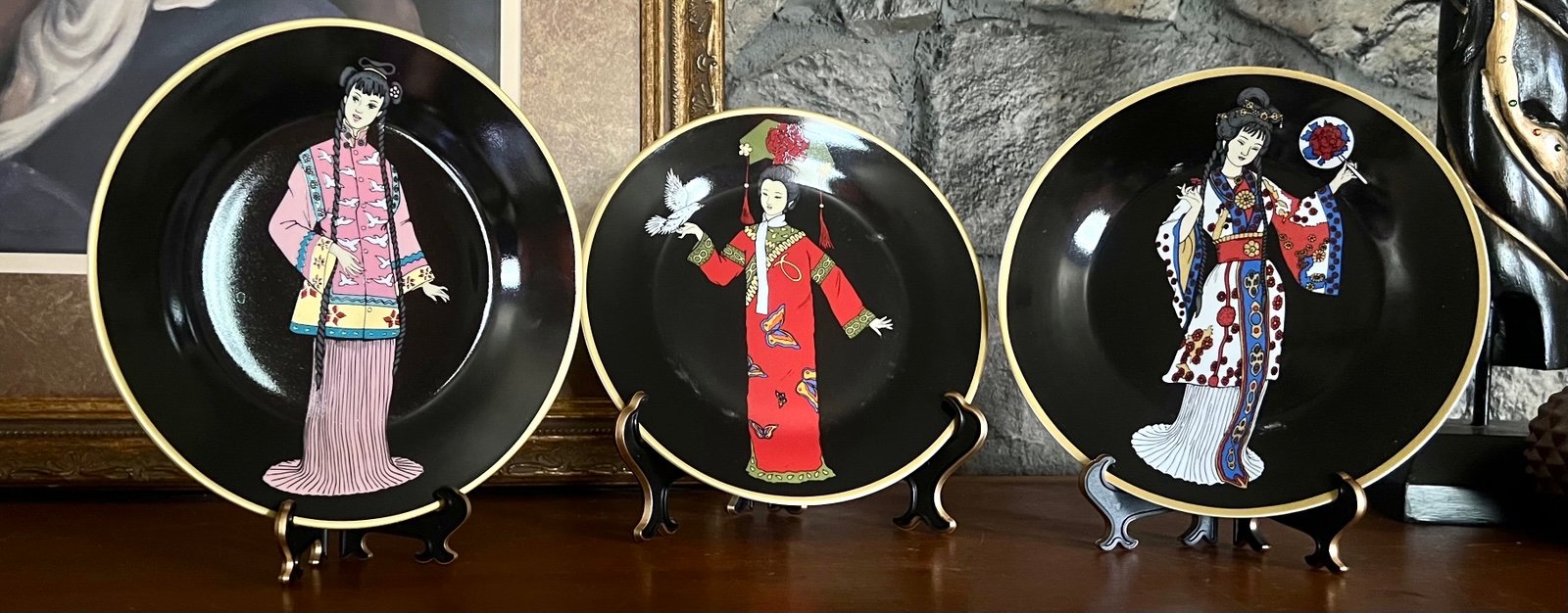 Lot Of 3 - Decorative Chinese Hanfu Collector Plates