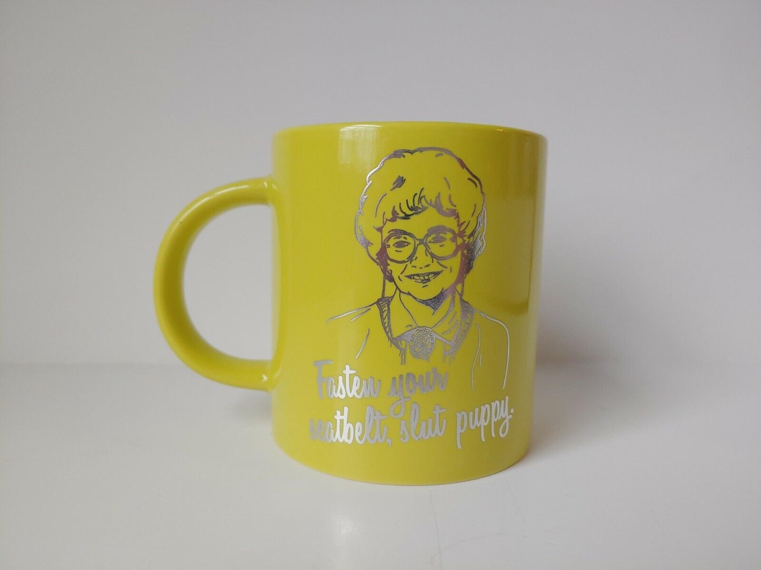 Just Funky Golden girls coffee cup tea mug Fasten your seatbelt unused