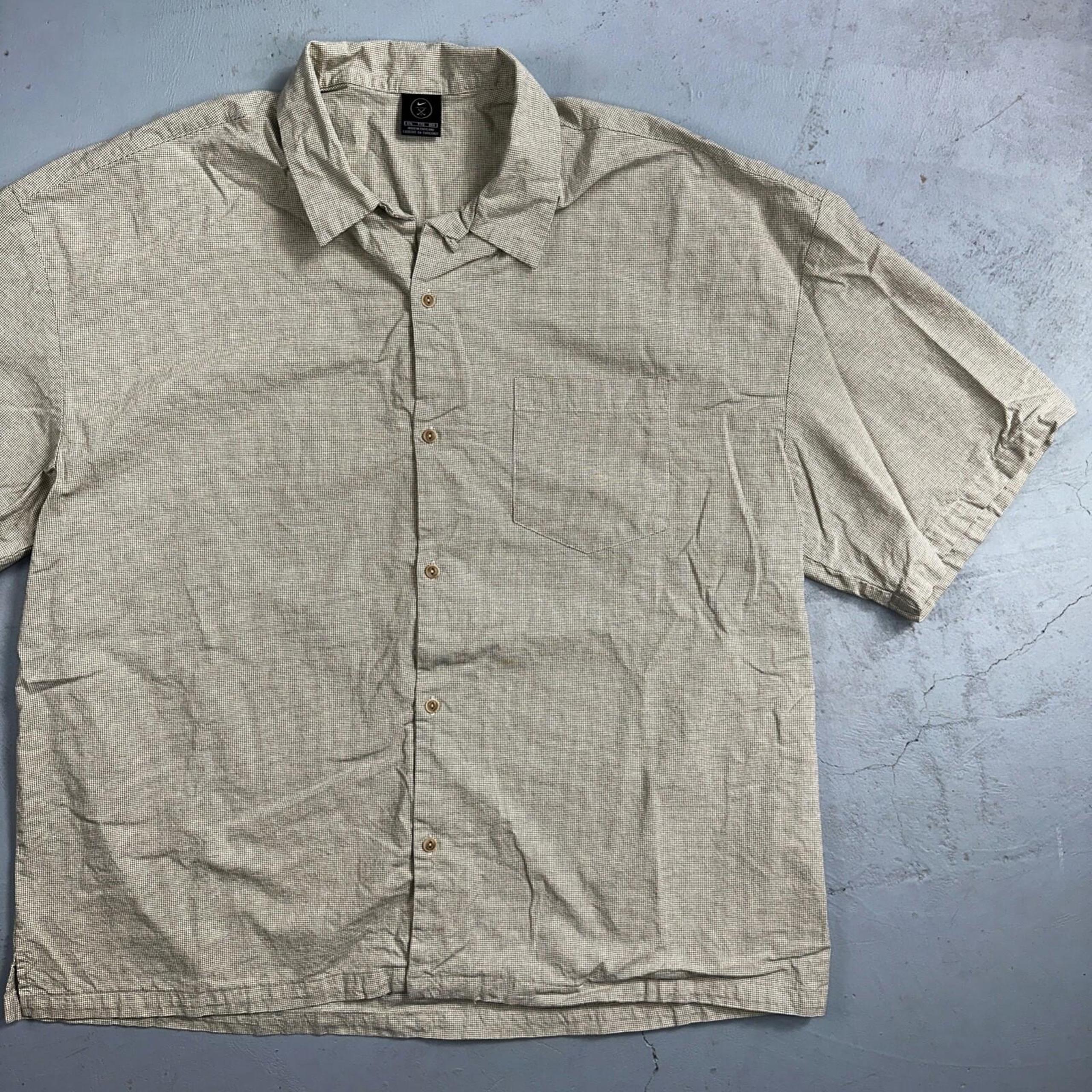 Nike Golf Tiger Woods Button Up Hawaiian Plaid Men's 2XL Shirt Gray Down Basic
