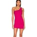 NWT L*Space Alana Ruched One Shoulder Knit Dress L In Bougainvillea