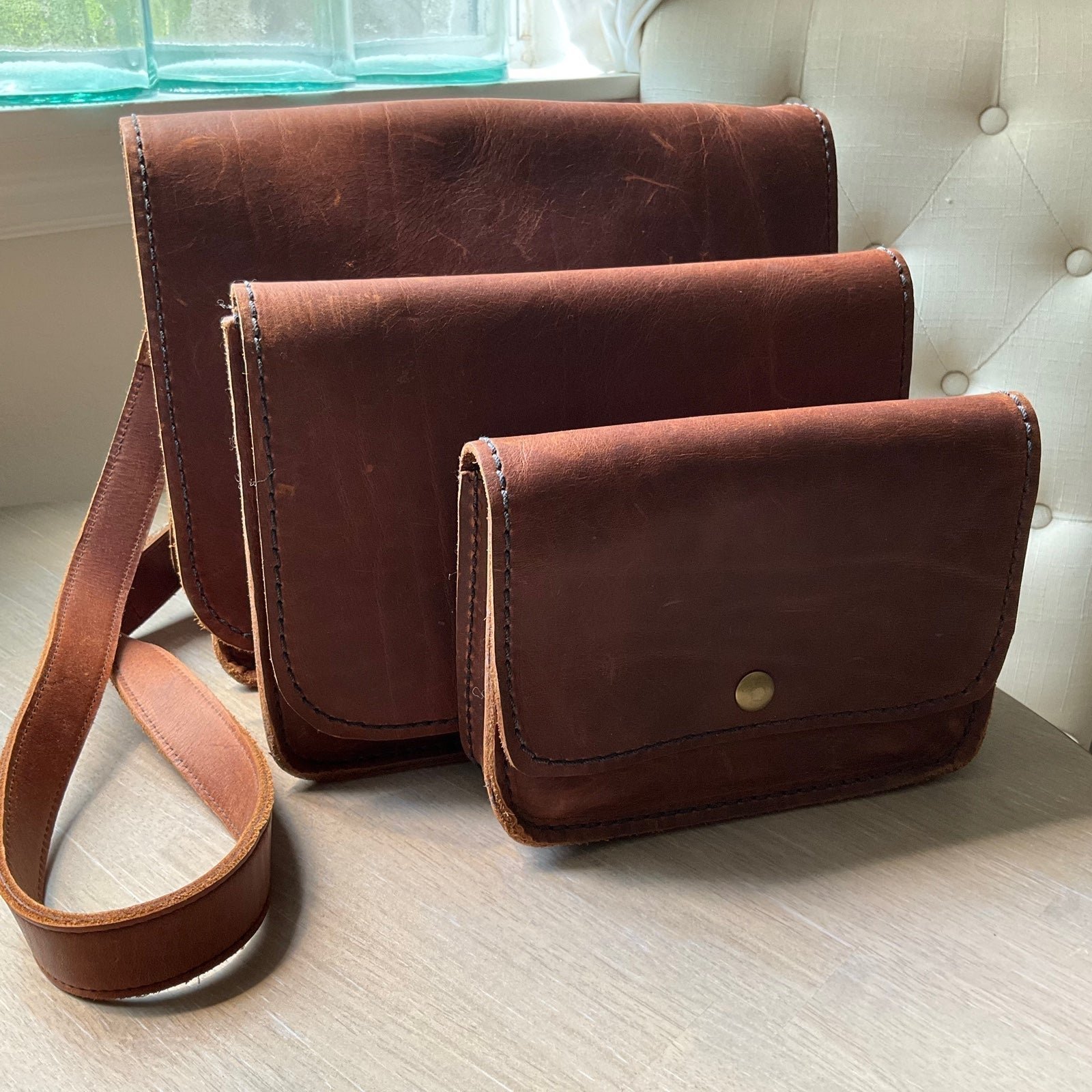 USA Made Leather Bags Set Bundle