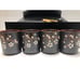 Asian Teapot & Cups Set Bamboo Handle Black w/ White Floral Paint CIB 44T056 5pc