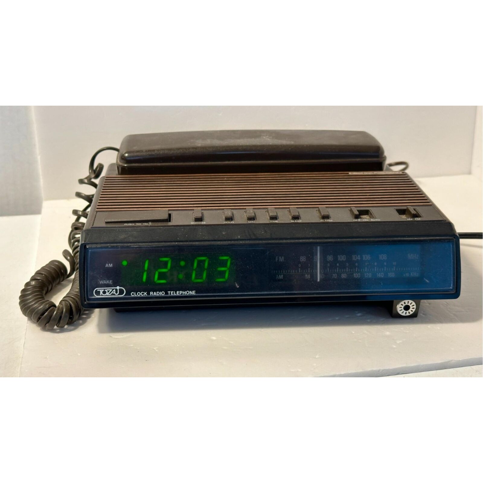 Tozai Radio & Telephone Alarm Clock Model TR-308 Vintage Made in Hong Kong Works
