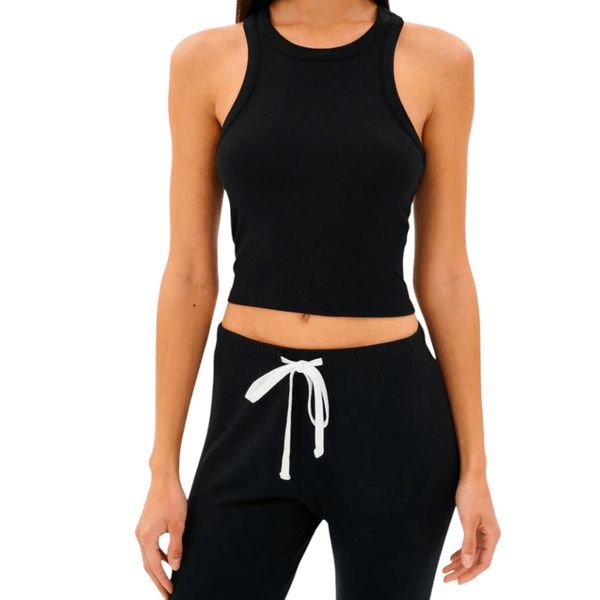 SPLITS59 Kiki Rib Crop Tank In Black Size XL
