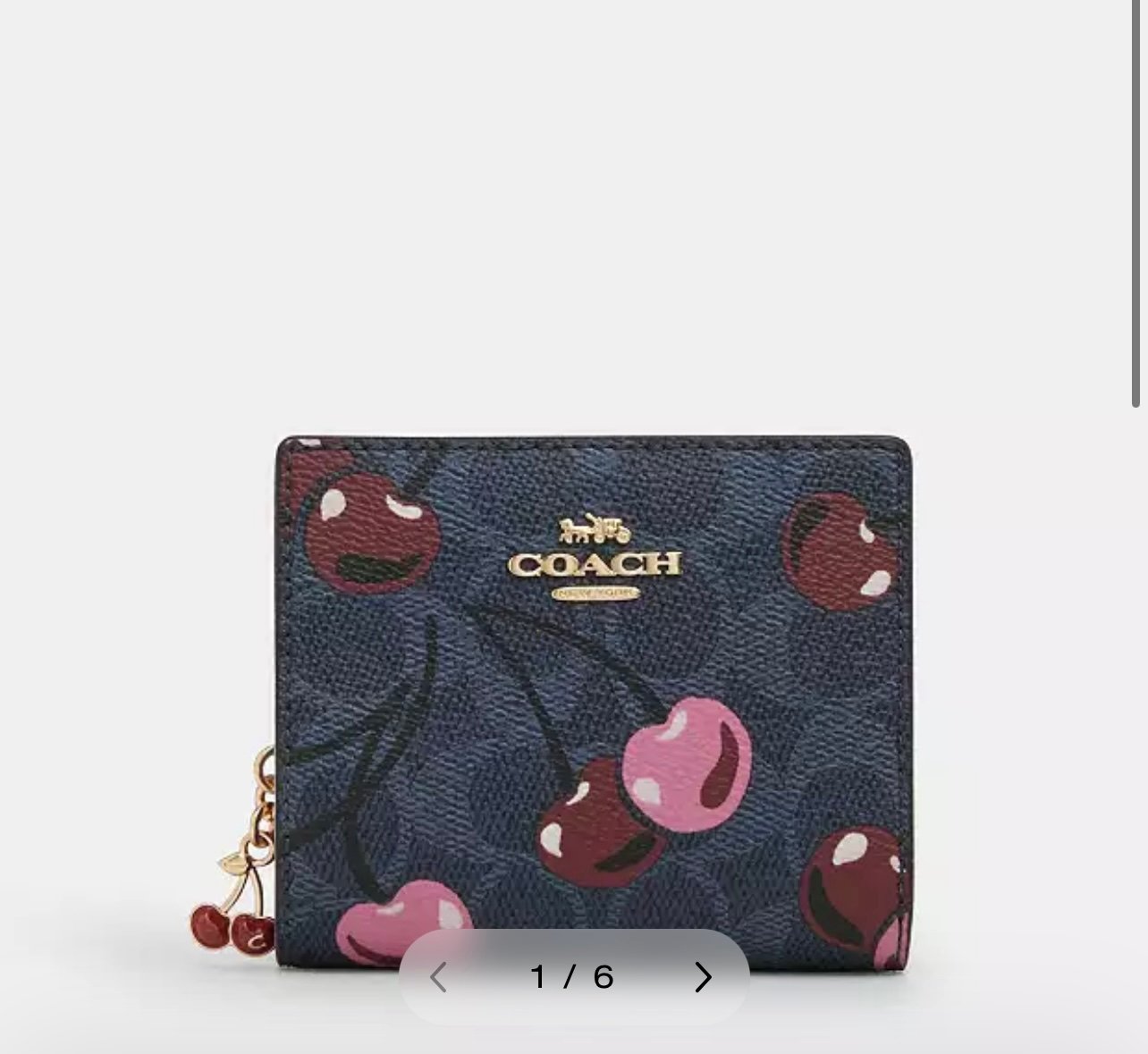 Coach Snap Wallet In Signature Canvas With cherry print