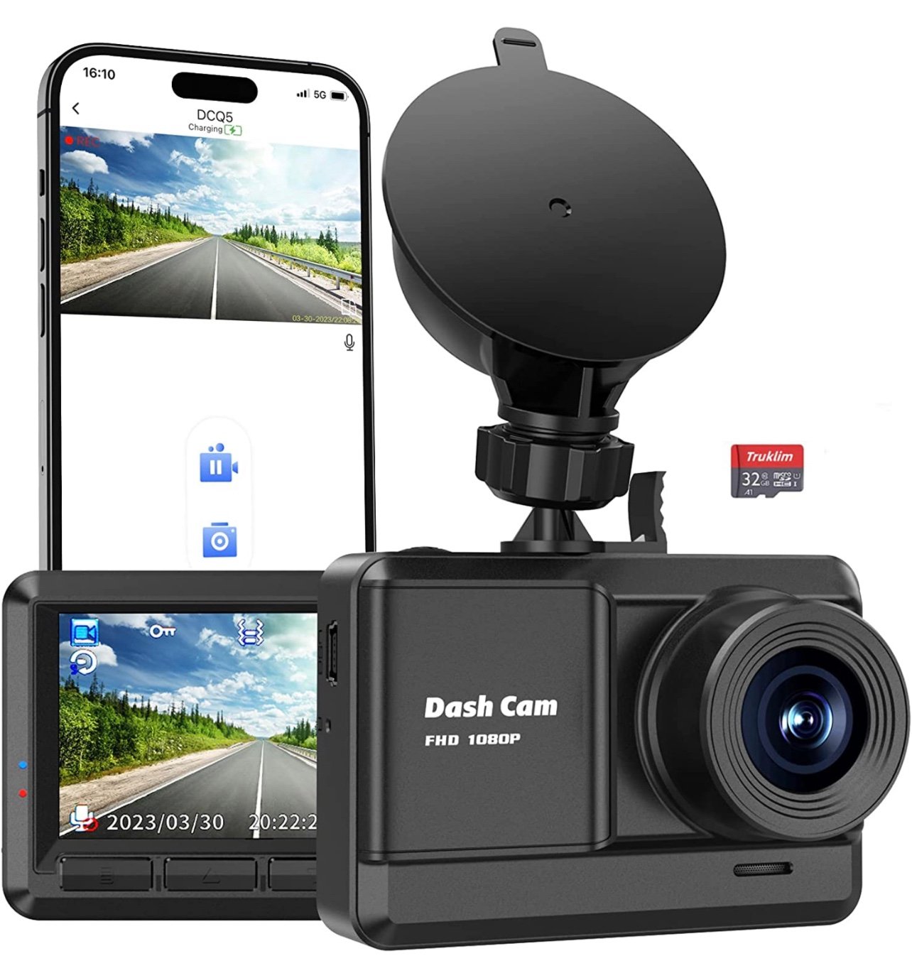 Dash Cam, FHD 1080P WiFi Dash Camera for Cars with 32GB SD Card