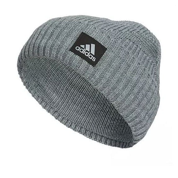 NEW Adidas Men's Pine Knot 4 Fold Beanie Cap Heather Grey Black