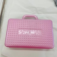 Vintage Spacemaker Large Pencil Case w Handle Pink Sparkly