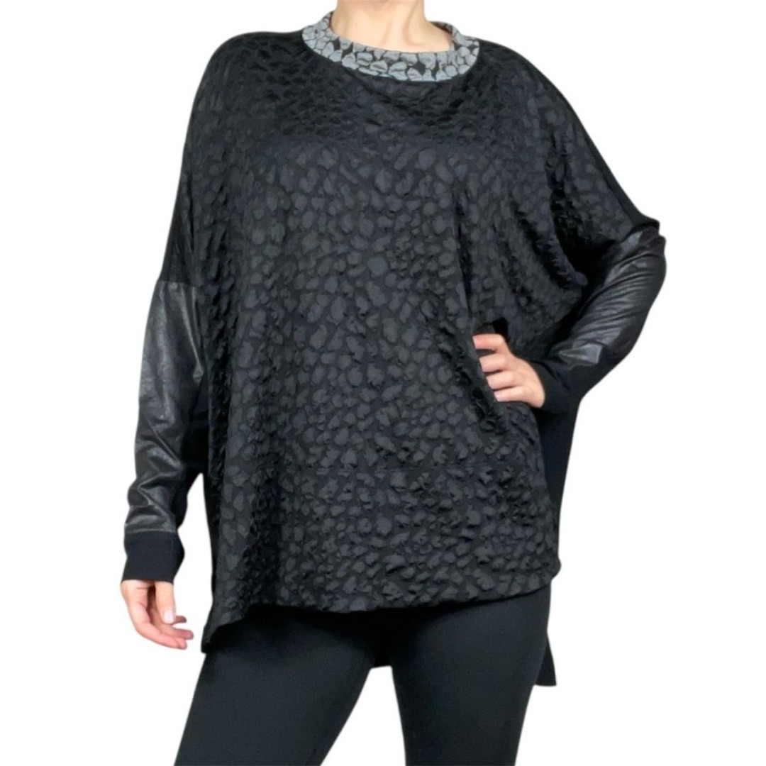 Alembika Black Mixed Fabric Top Size Large