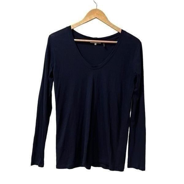 HELMUT LANG Womens Top Size Small Navy Cotton Cashmere Long Sleeve Tee