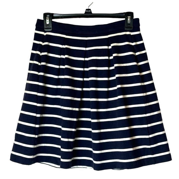 Boden Skirt Women 4 Navy Blue White Striped Pleated A Line Mini Coastal Preppy