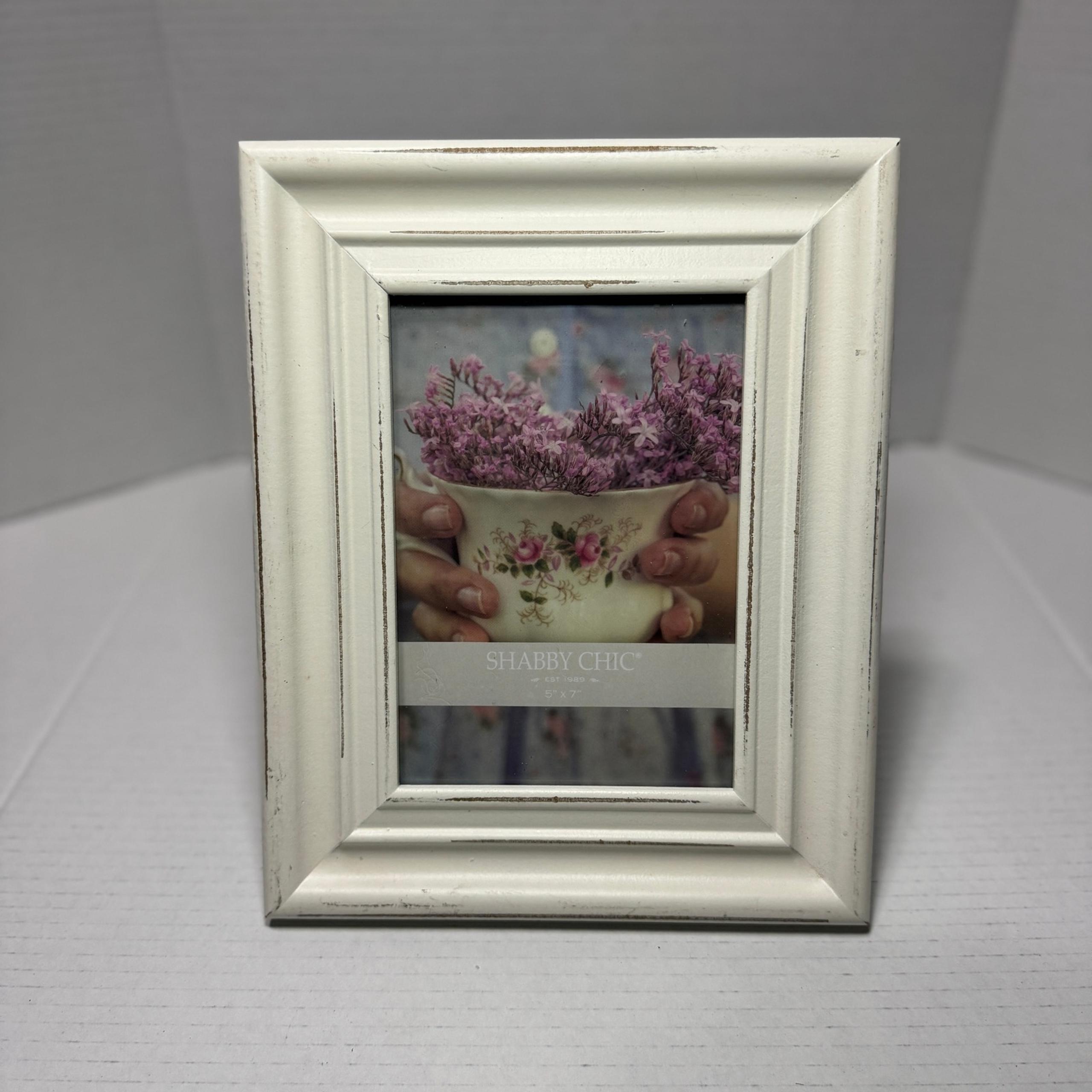 Shabby Chic 5x7 Distressed White Wood Picture Frame Farmhouse Cottage Decor
