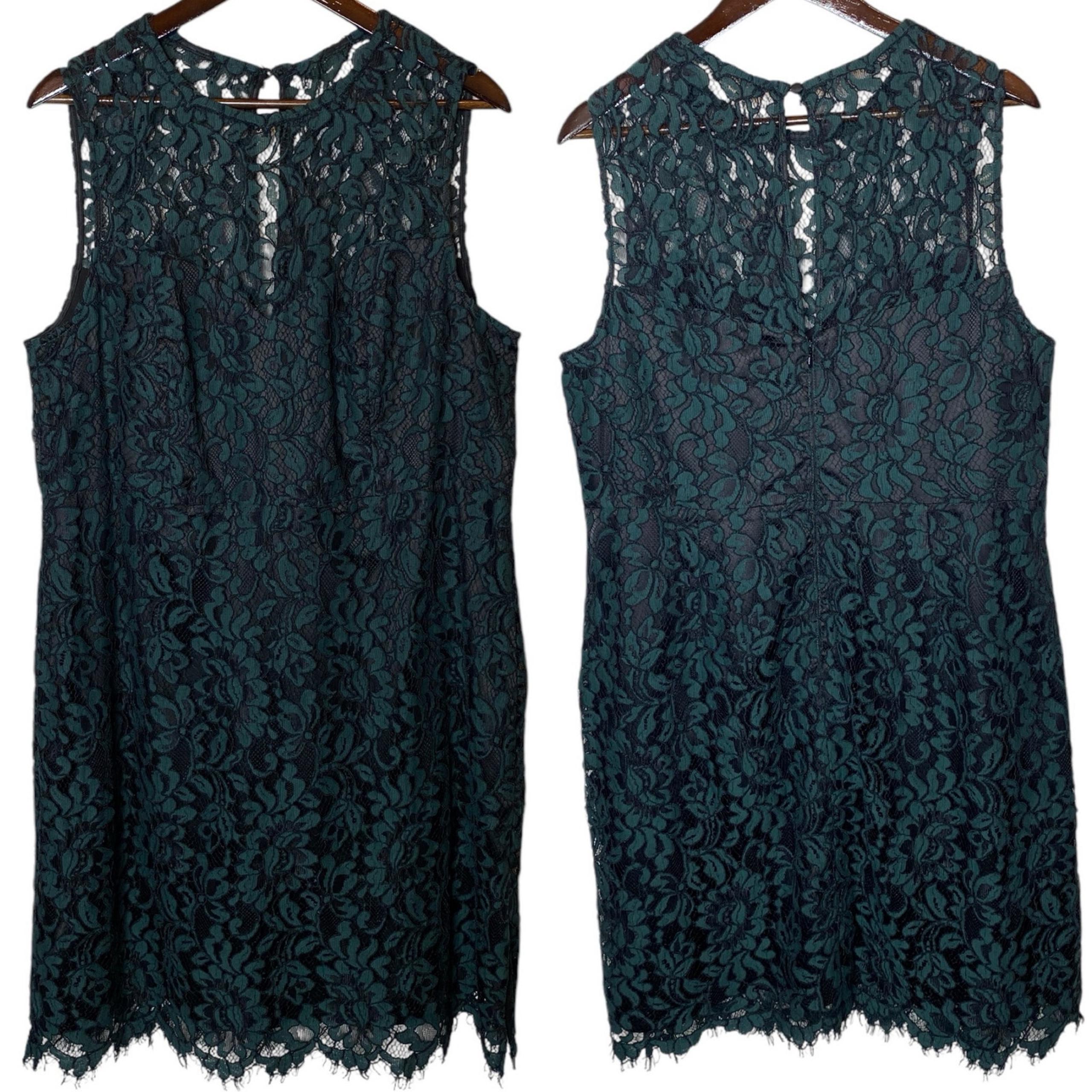 Eliza J Lace Sleeveless Sheath Dress Green and Black Cocktail size 14W