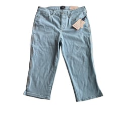 NYDJ Skinny Capri Diamond Side Seam Mica Blue Size 8 Cropped Lift Tuck