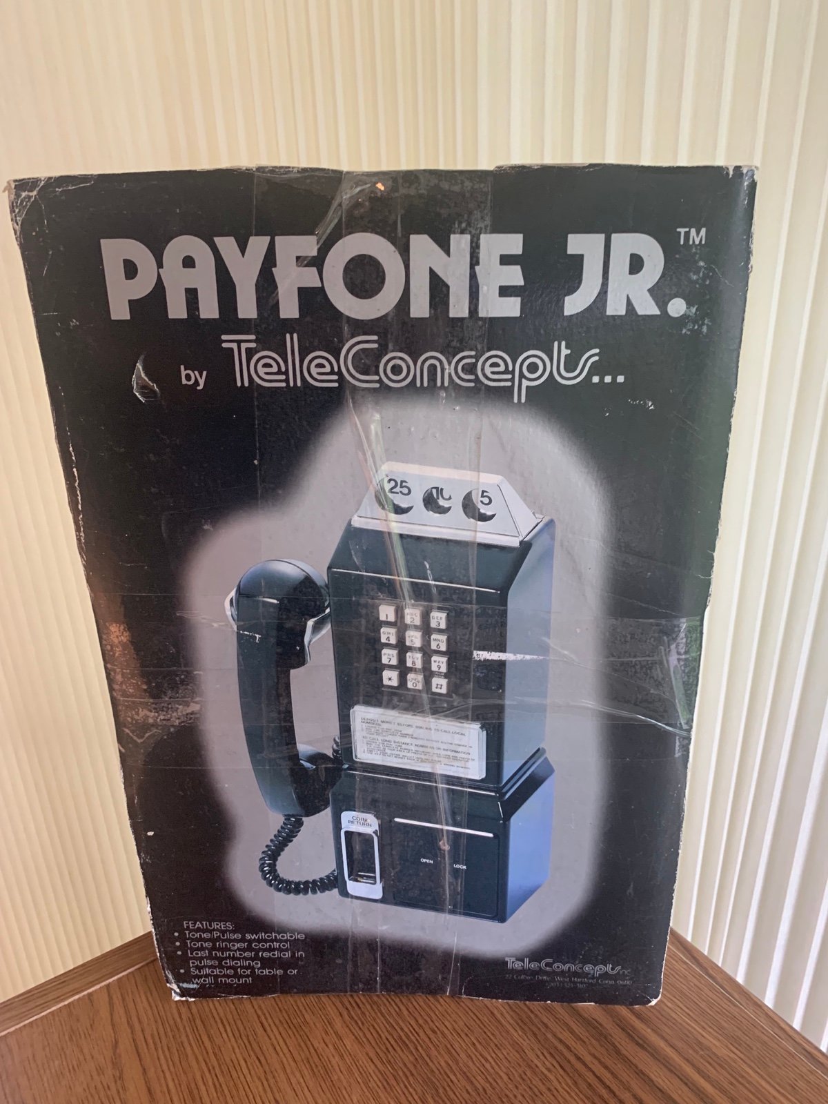Vtg Teleconcepts Payphone Jr Desktop Wall Mount Pay Phone 1980s Coin Bank NEW!
