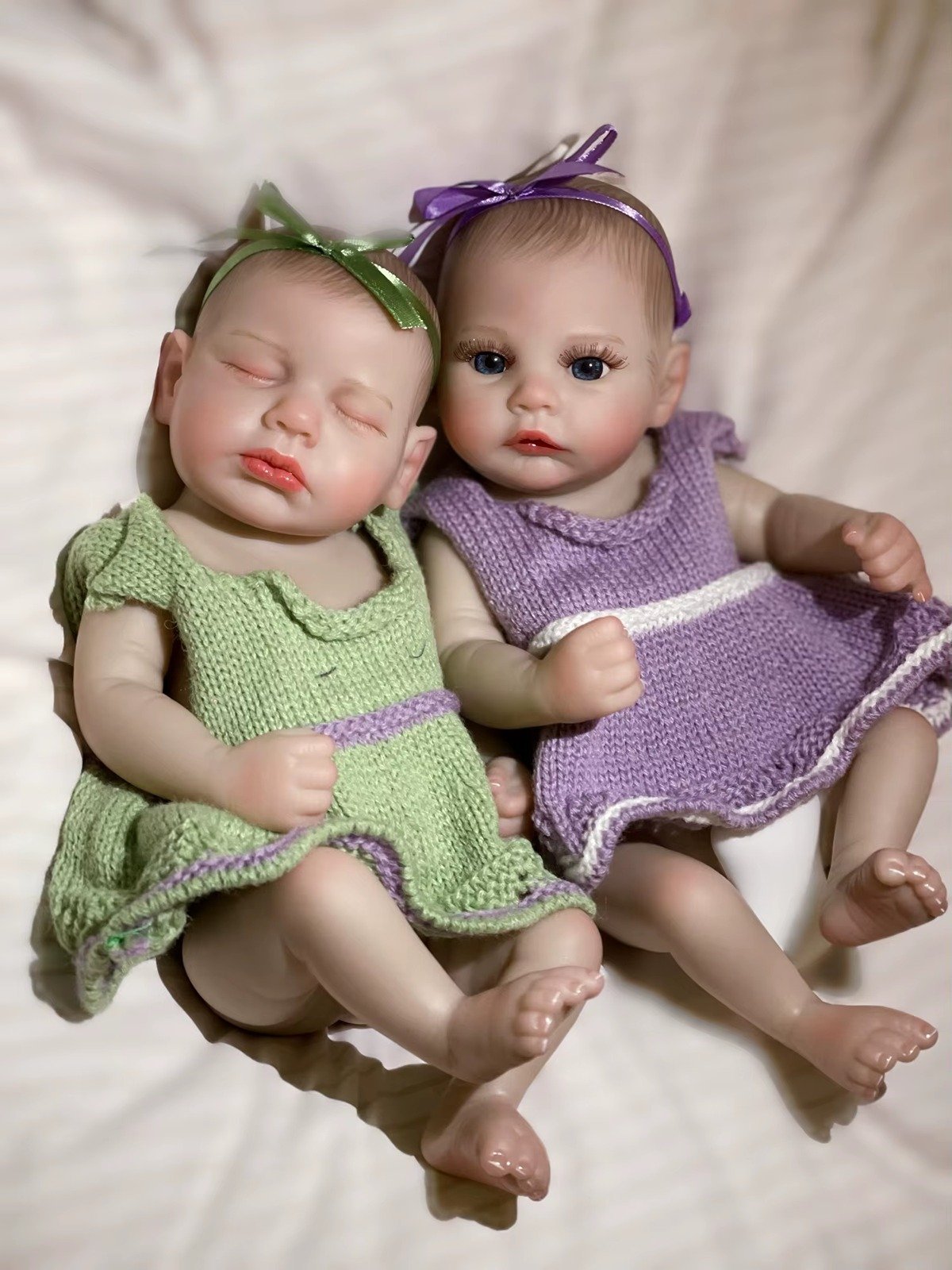Quadruplets Full Body Silicone Vinyl Reborn Baby Girls Maddy and Macy Set