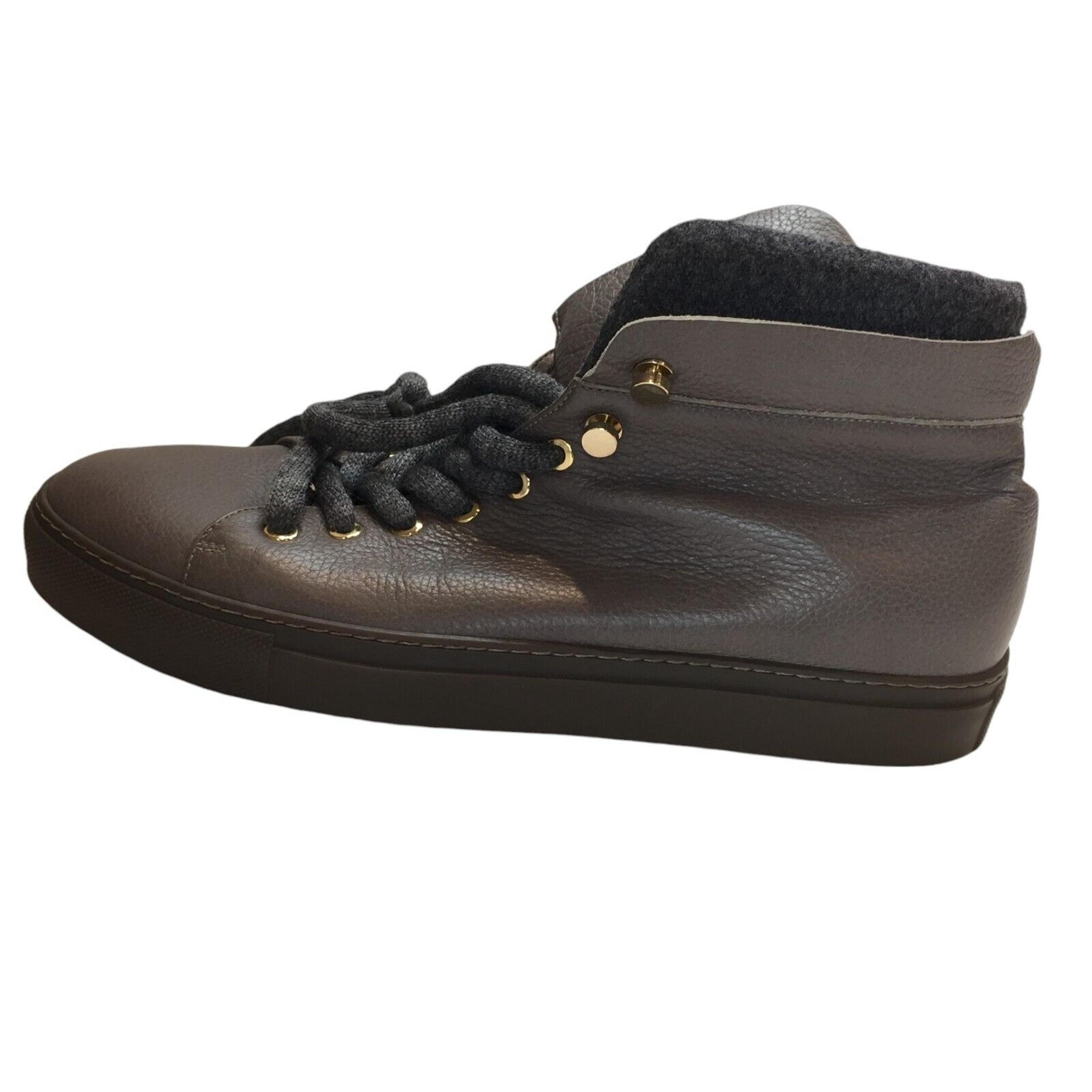 M Gemi Womens Ankle Shoes Brown 40 Wool Lace Up High Top Leather Sneaker