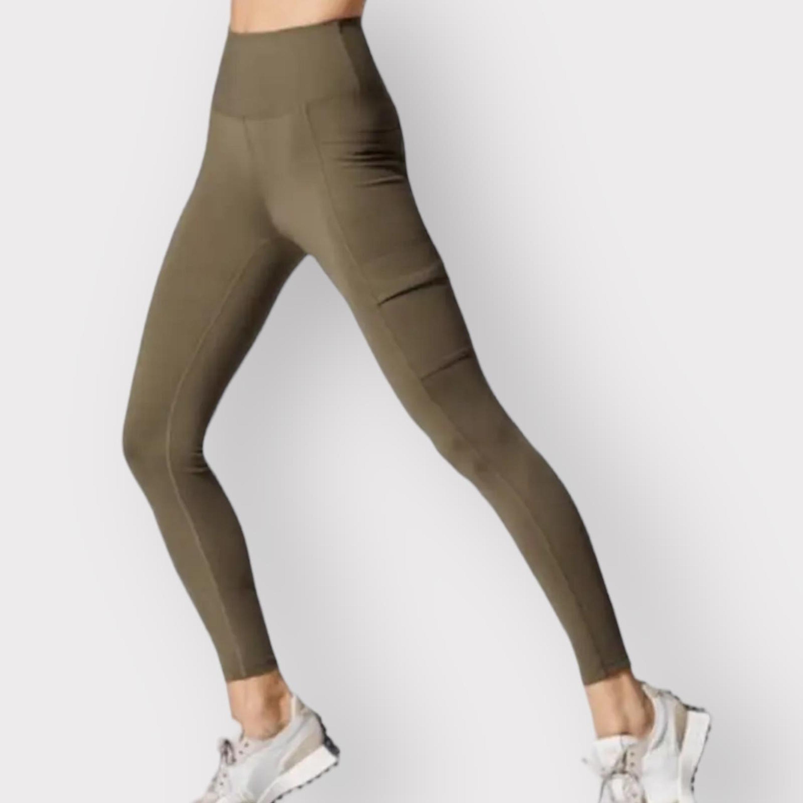 Carbon38 NWT Athletic Pocket Legging Womens sz XXS Utility Cargo Gym Khaki Green
