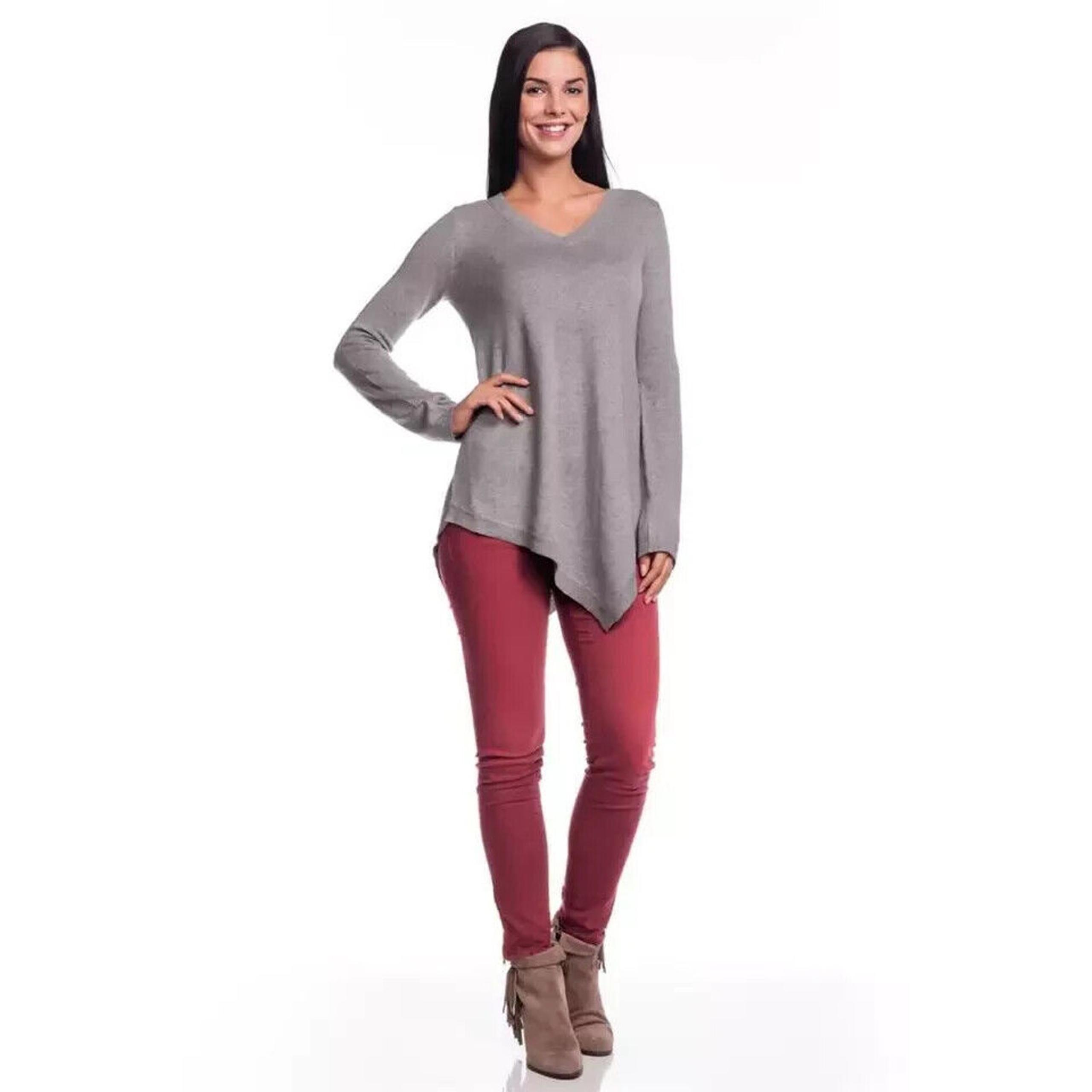 Acrobat Asymmetrical Handkerchief Hem Pepper Pullover Sweater Gray Size S