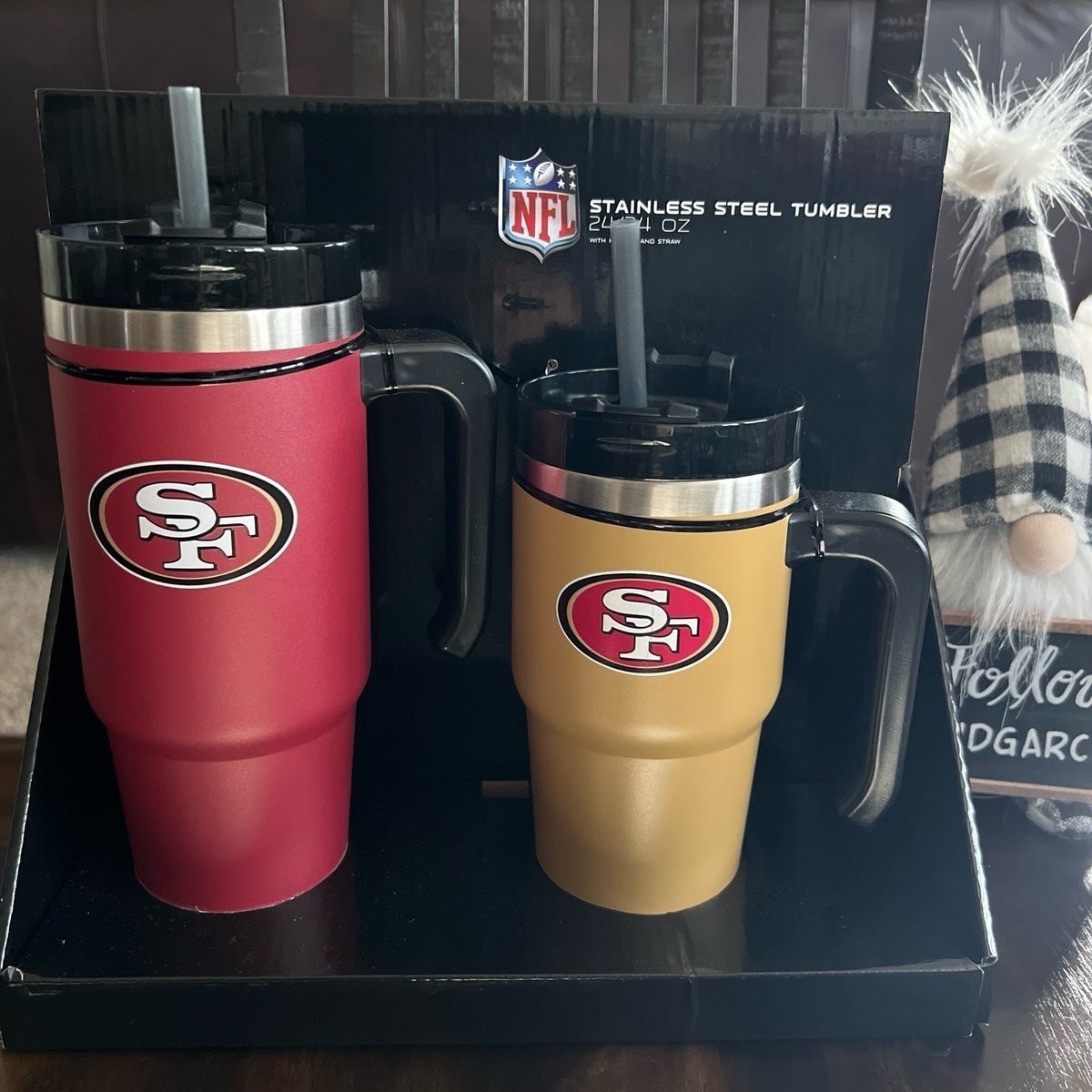 San Francisco 49er Stainless Steel Stanley Style 34oz Red / 24oz Gold Tumblers